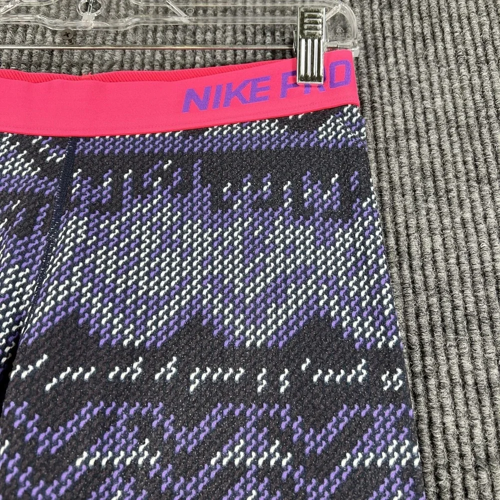 Nike Pro Dri Fit Leggings‎ Womens Medium Purple Pink Gym Training Workout